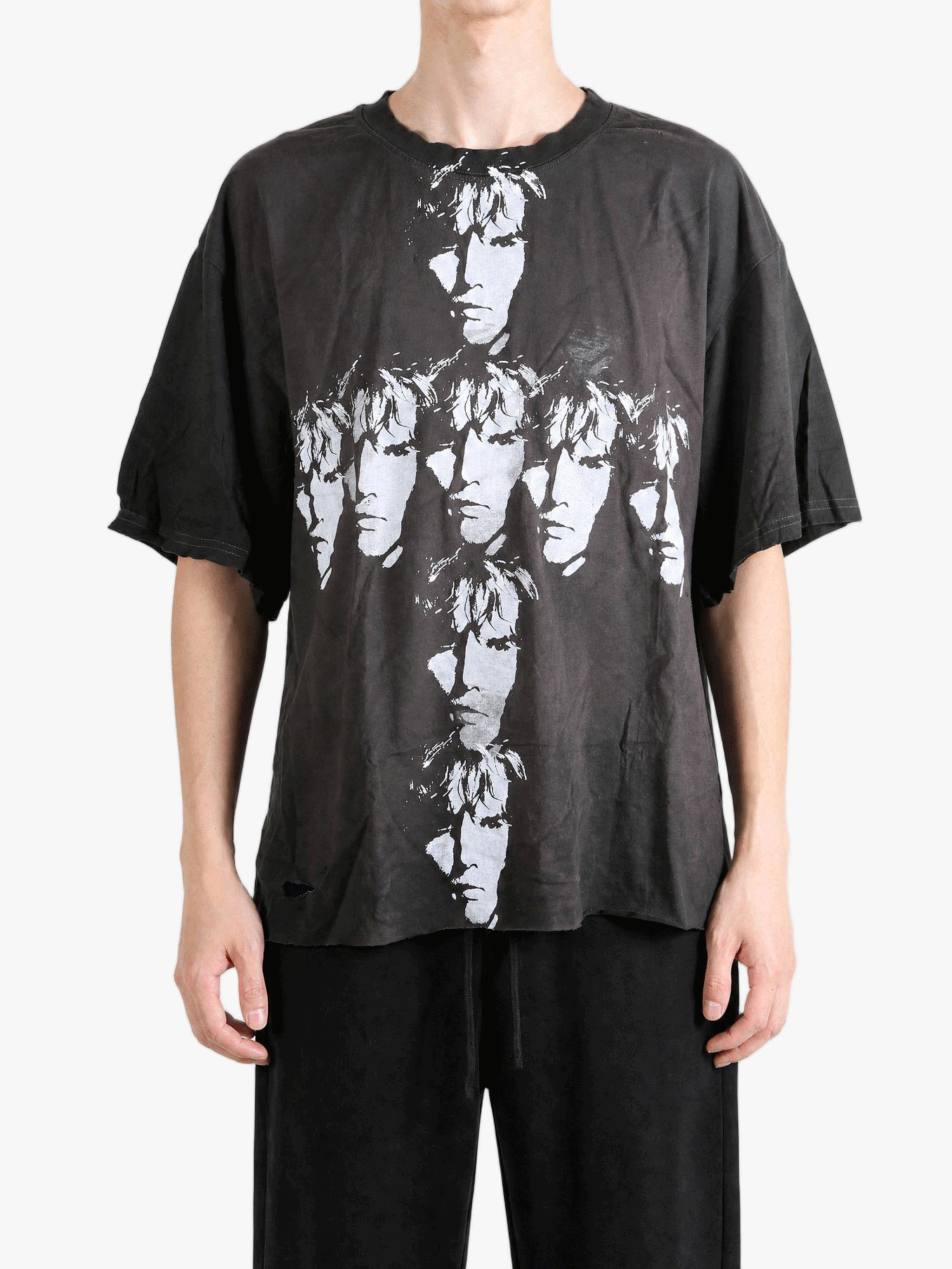 Black t-shirt, full body view