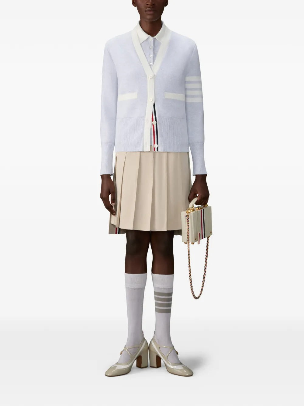 Grey shirts, full body view