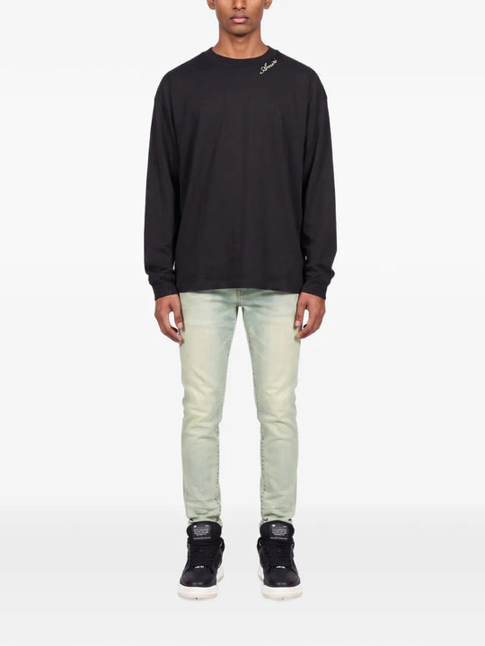 Black t-shirt, full body view