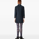 navy dress, full body view