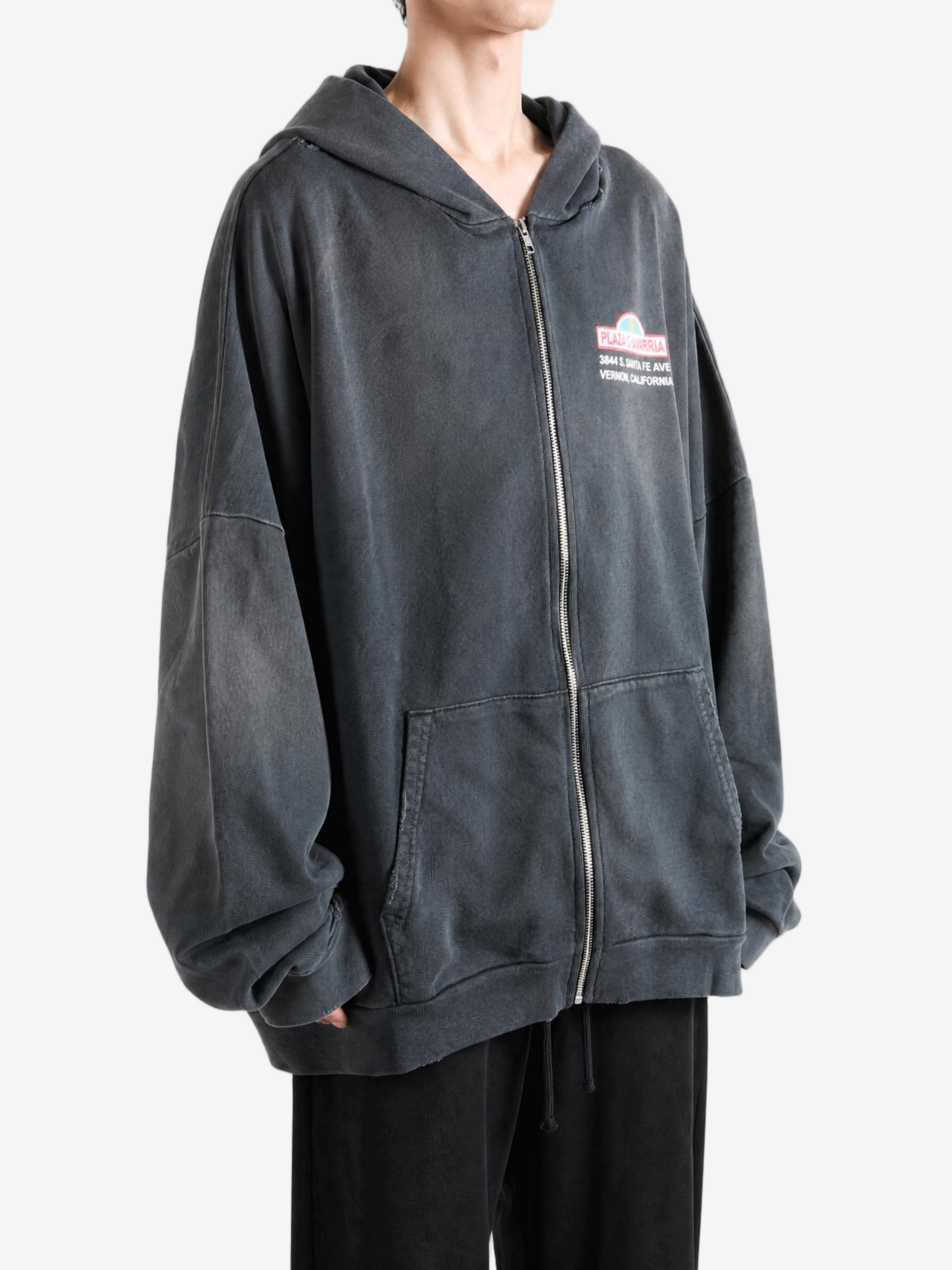Black hoodie, full body view