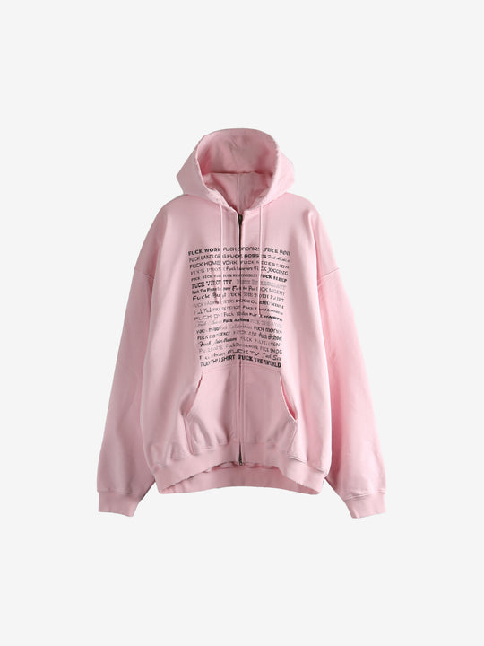 Pink hoodie, front view