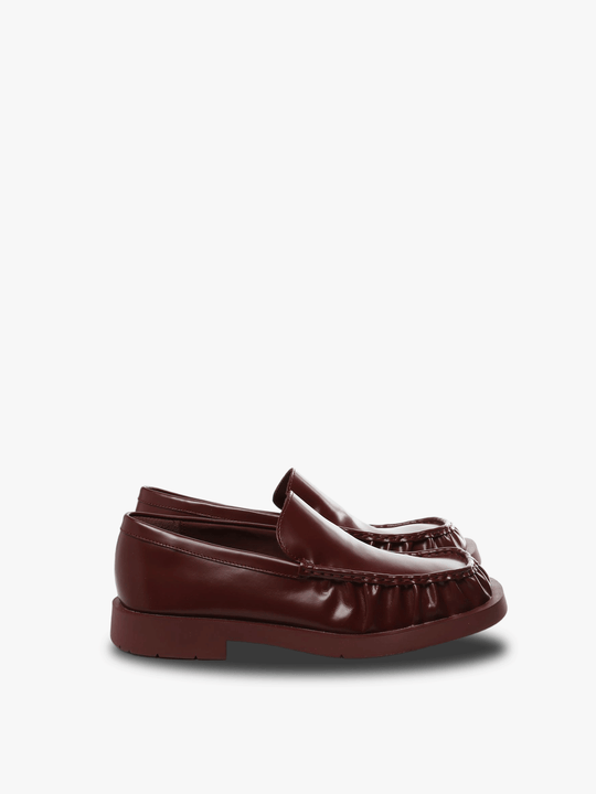 Red loafers-mules, front view