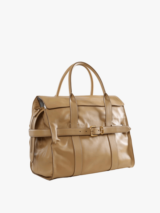 Tan bag, front view