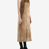 Tan dress, full body view