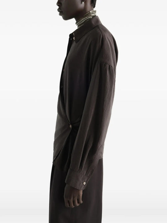 Brown shirt, full body view