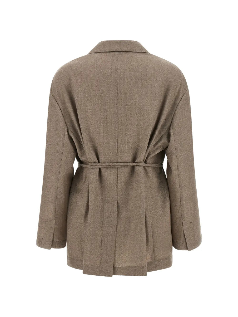 Tan jacket, back view