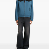 blue jacket, full body view