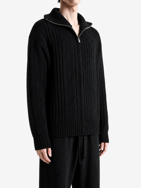 Black knitwear, full body view