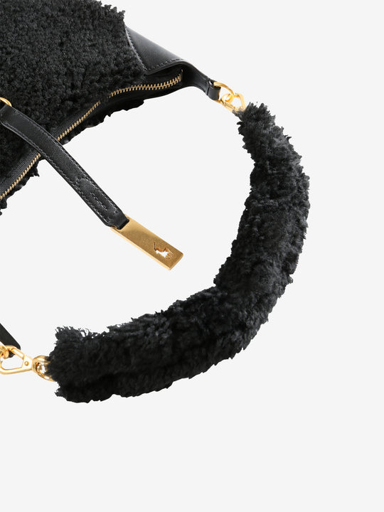 Close up of  Black bag ,showing texture of the fabric