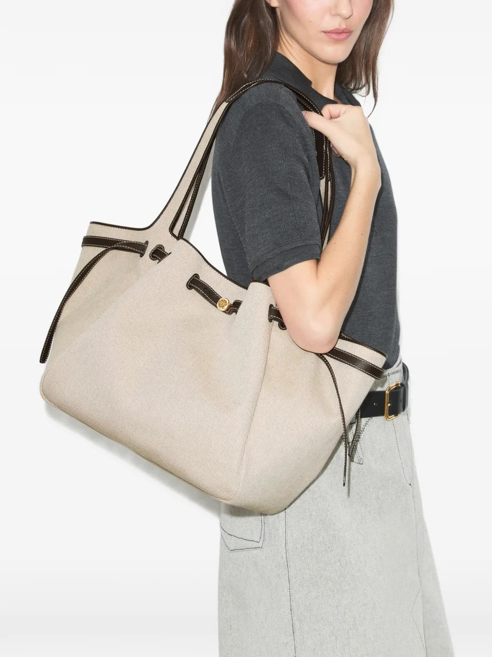 Tan bag, front view
