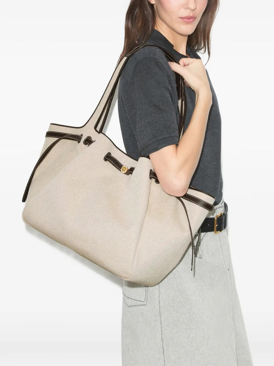 Tan bag, front view