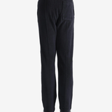 Navy pants worn by a person, showing the pants fit