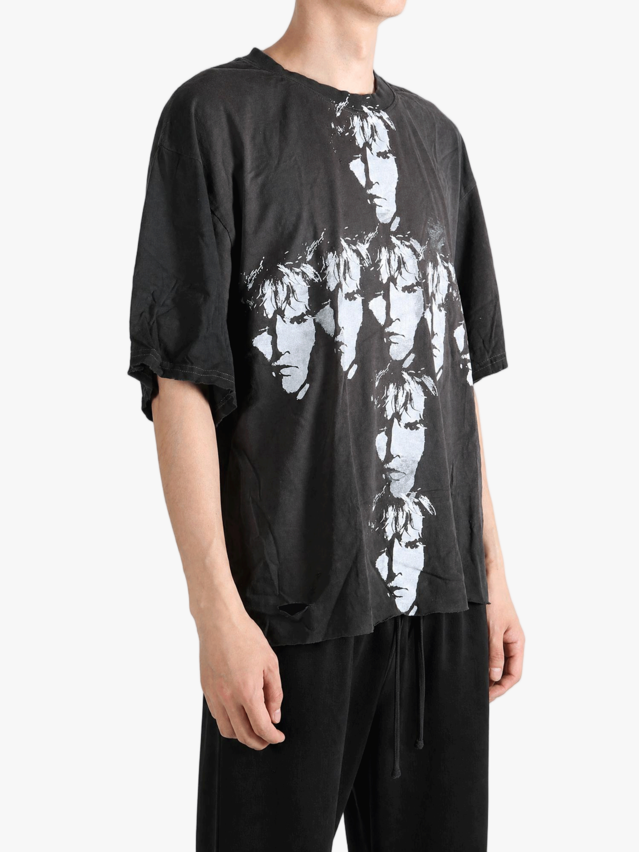 Black t-shirt, full body view