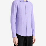 Purple shirt, full body view