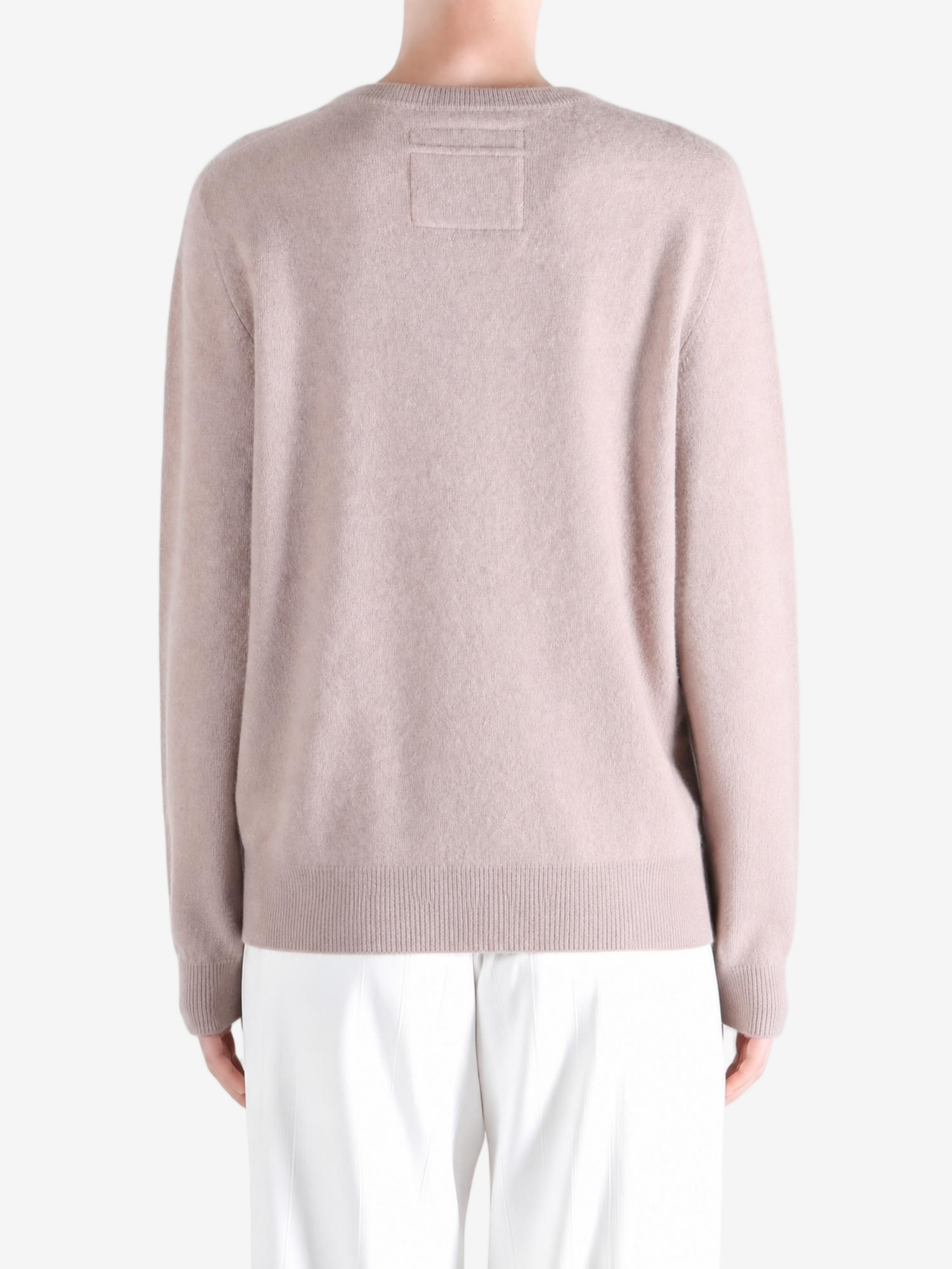 Tan hoodie, full body view
