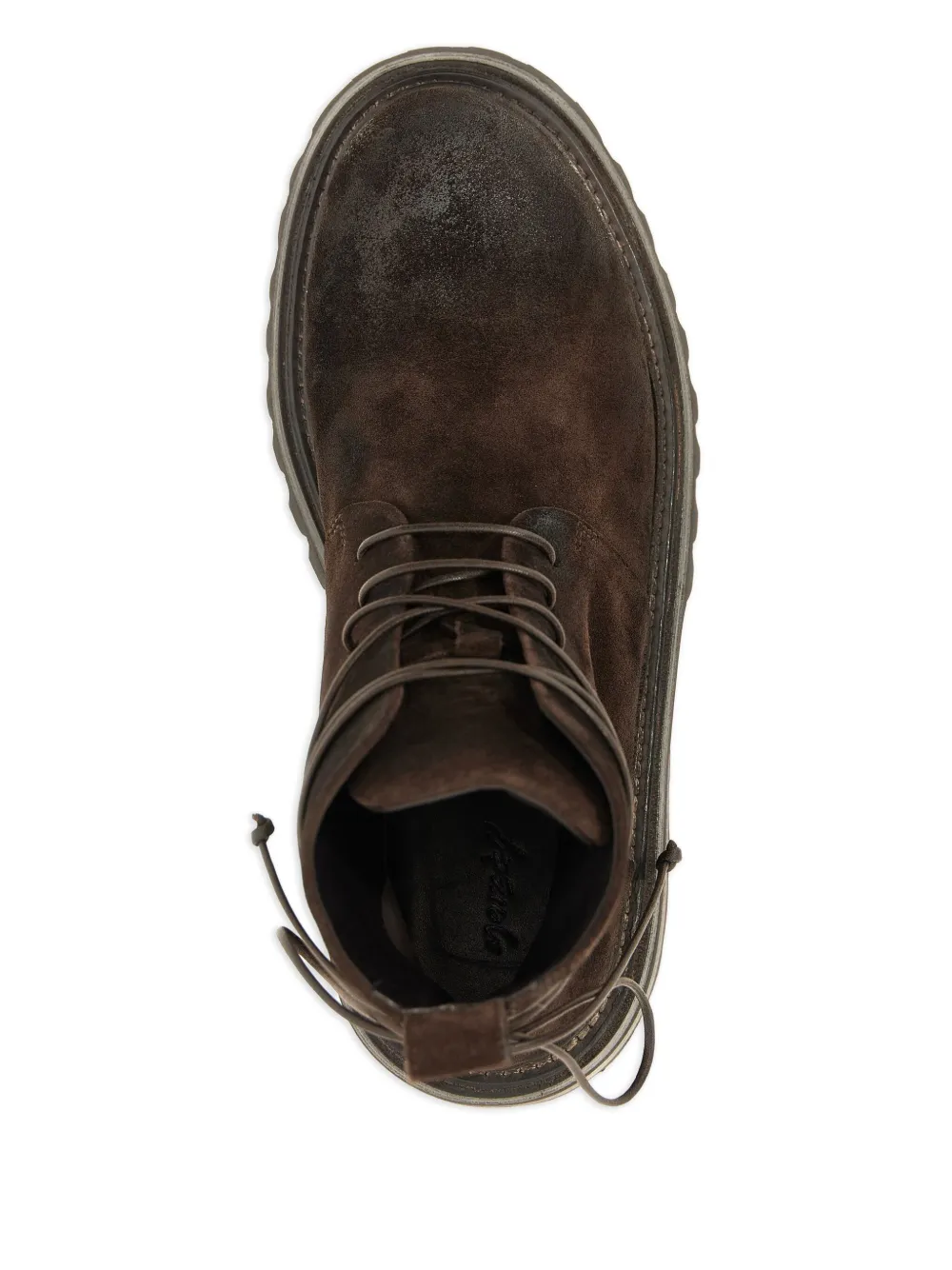 Brown boots, top view