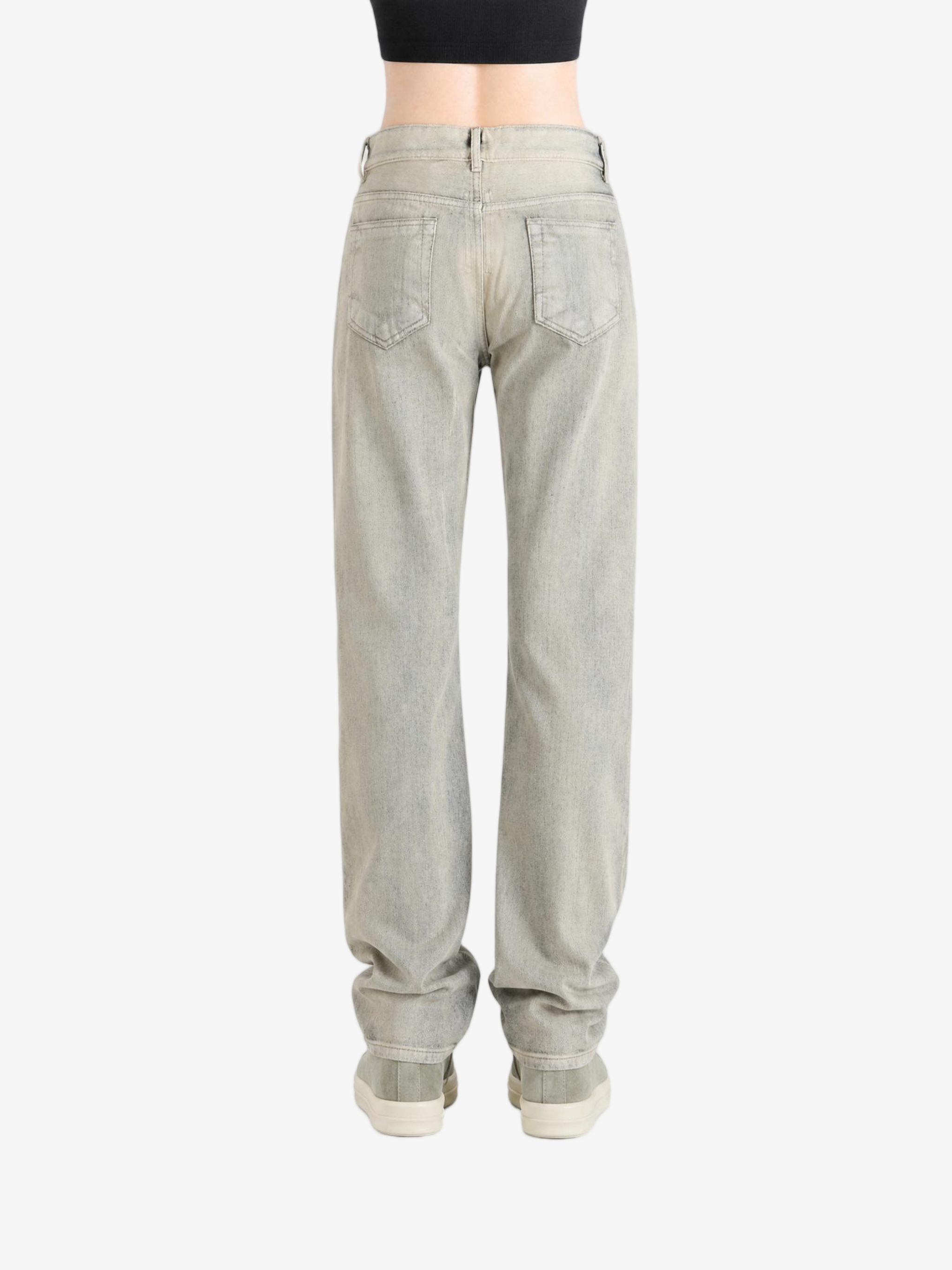 Grey pants, full body view