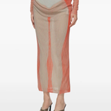 JEAN PAUL GAULTIER - Women Draped Pinstripe Body Morphing Long Skirt