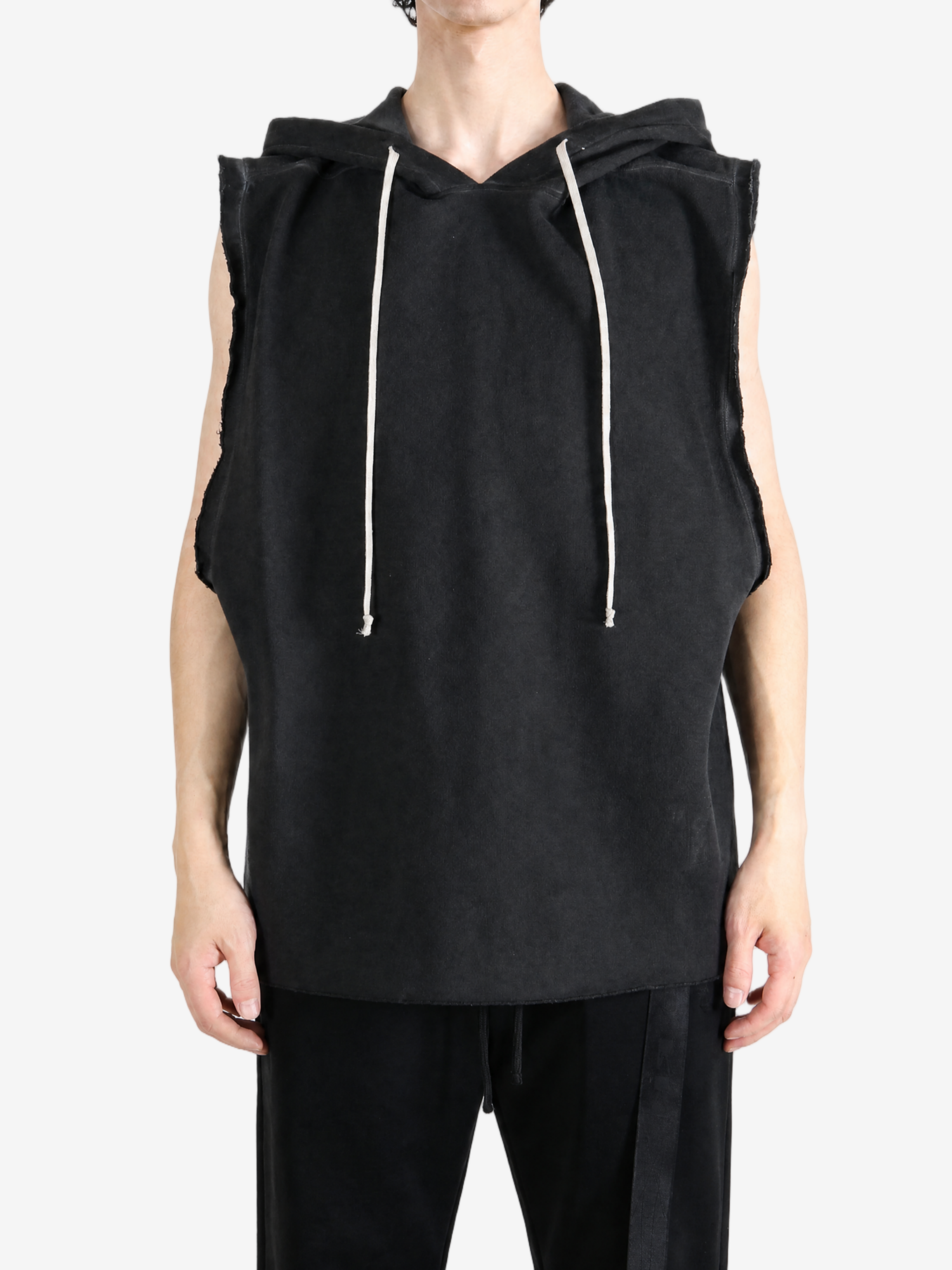 Black hoodie, full body view