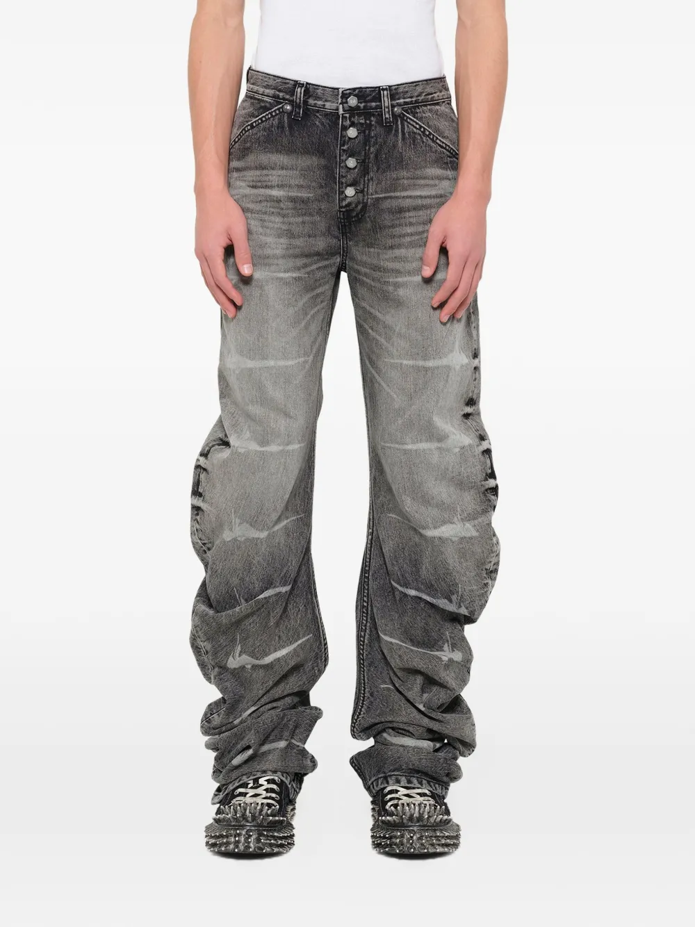 Grey pants, full body view