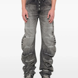 Grey pants, full body view