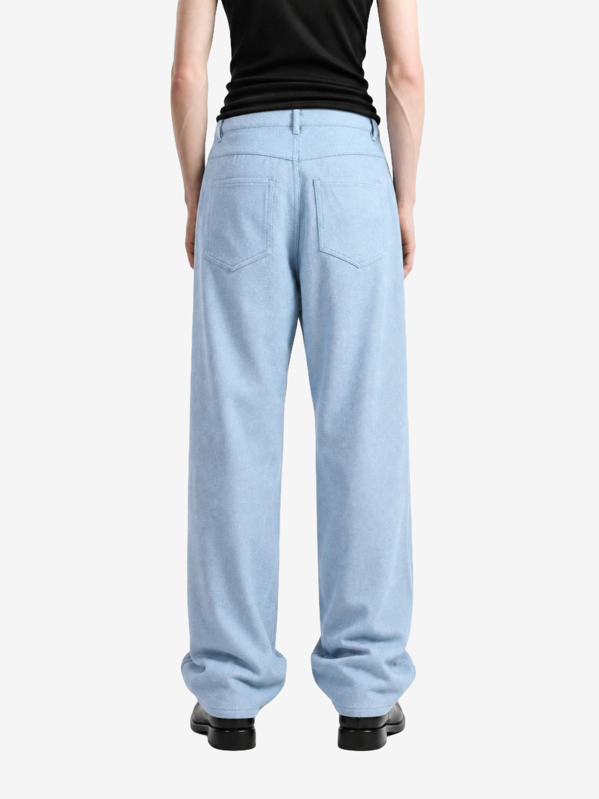 Blue pants, full body view