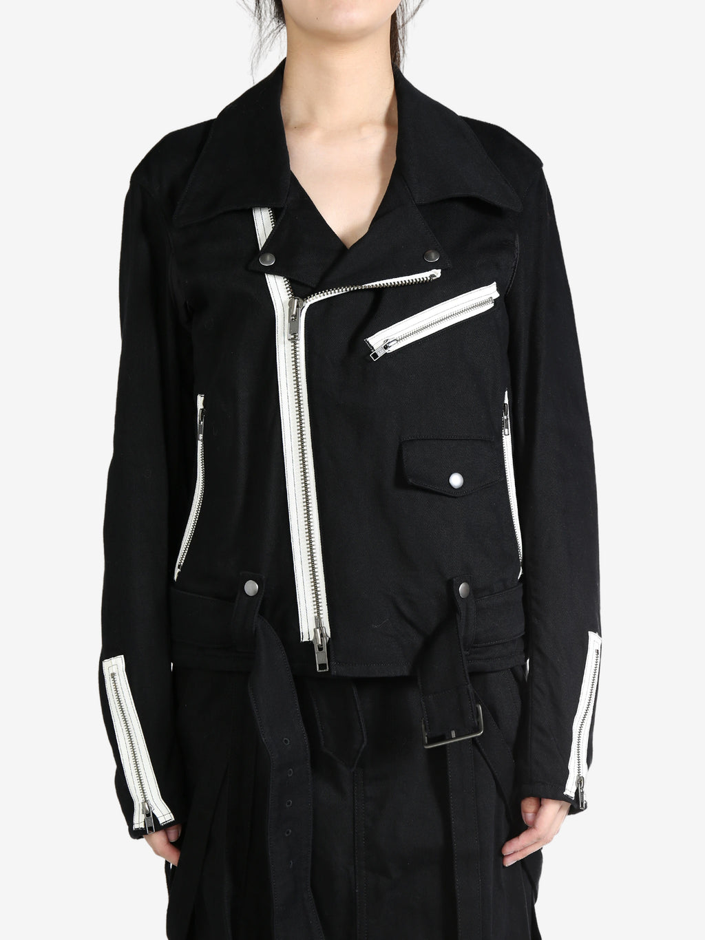 YOHJI YAMAMOTO LIMI FEU - Women Belt Detail Biker Jacket