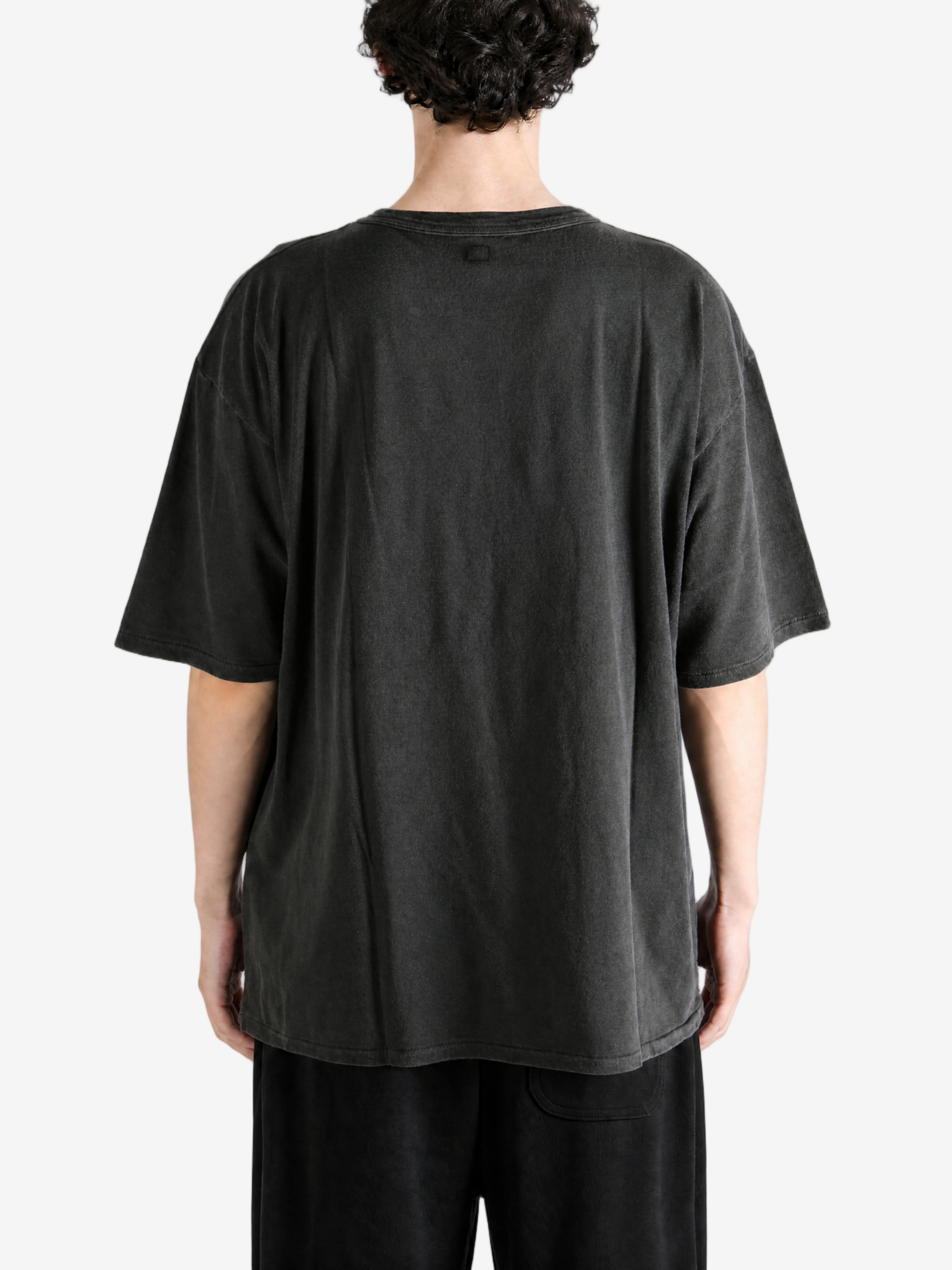 Black t-shirt, full body view