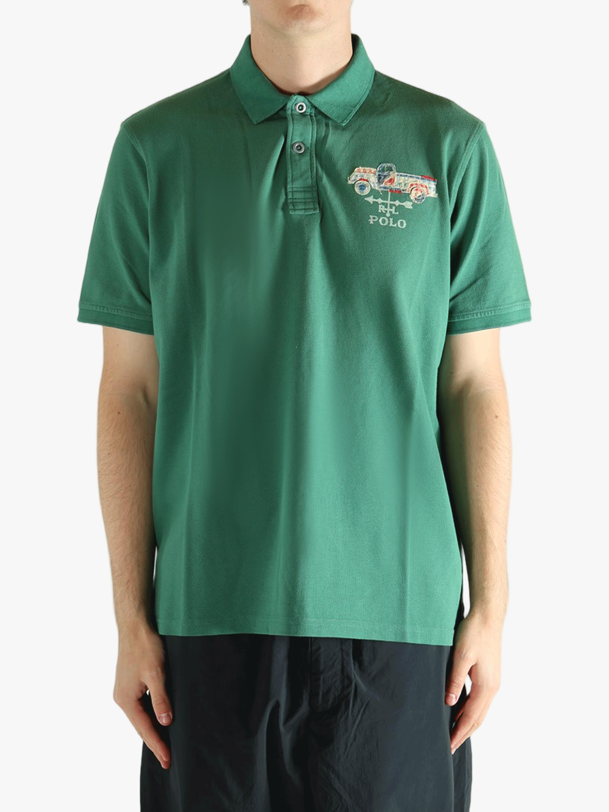 Green t-shirt  worn by a person, showing the t-shirt's fit