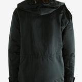 Black jacket worn by a person, showing the jacket's fit