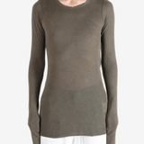 Grey t-shirt worn by a person, showing the t-shirt fit