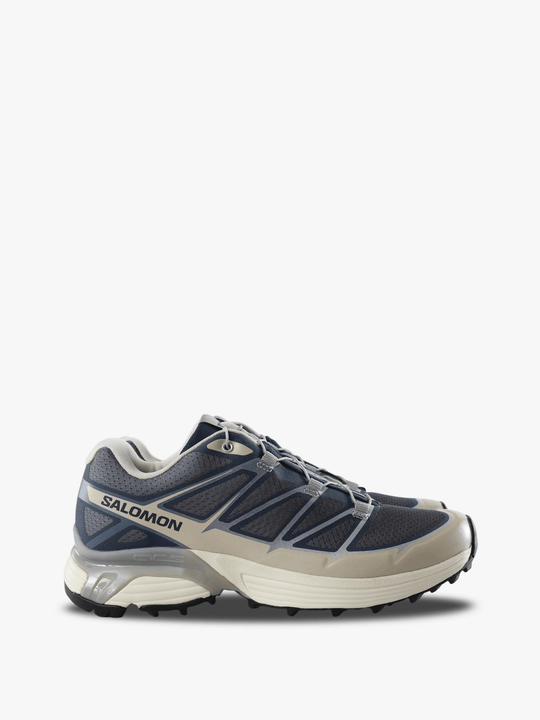 Navy shoes, side view