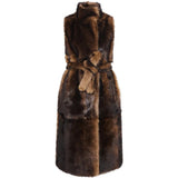 YVES SALOMON - Women Faux Fur Sleeveless Belted Jacket