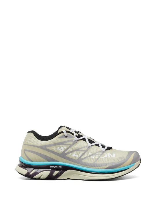 Tan sneakers, front view