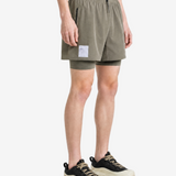 Green shorts, full body view