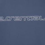 Close up of blue jacket, showing texture of the fabric