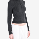 AURALEE - Women Smooth Fulled Wool Knit Half Zip Pullover