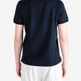 Navy shirt, full body view