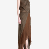 Brown dress, full body view