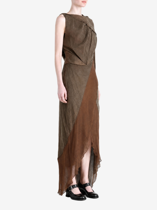 Brown dress, full body view
