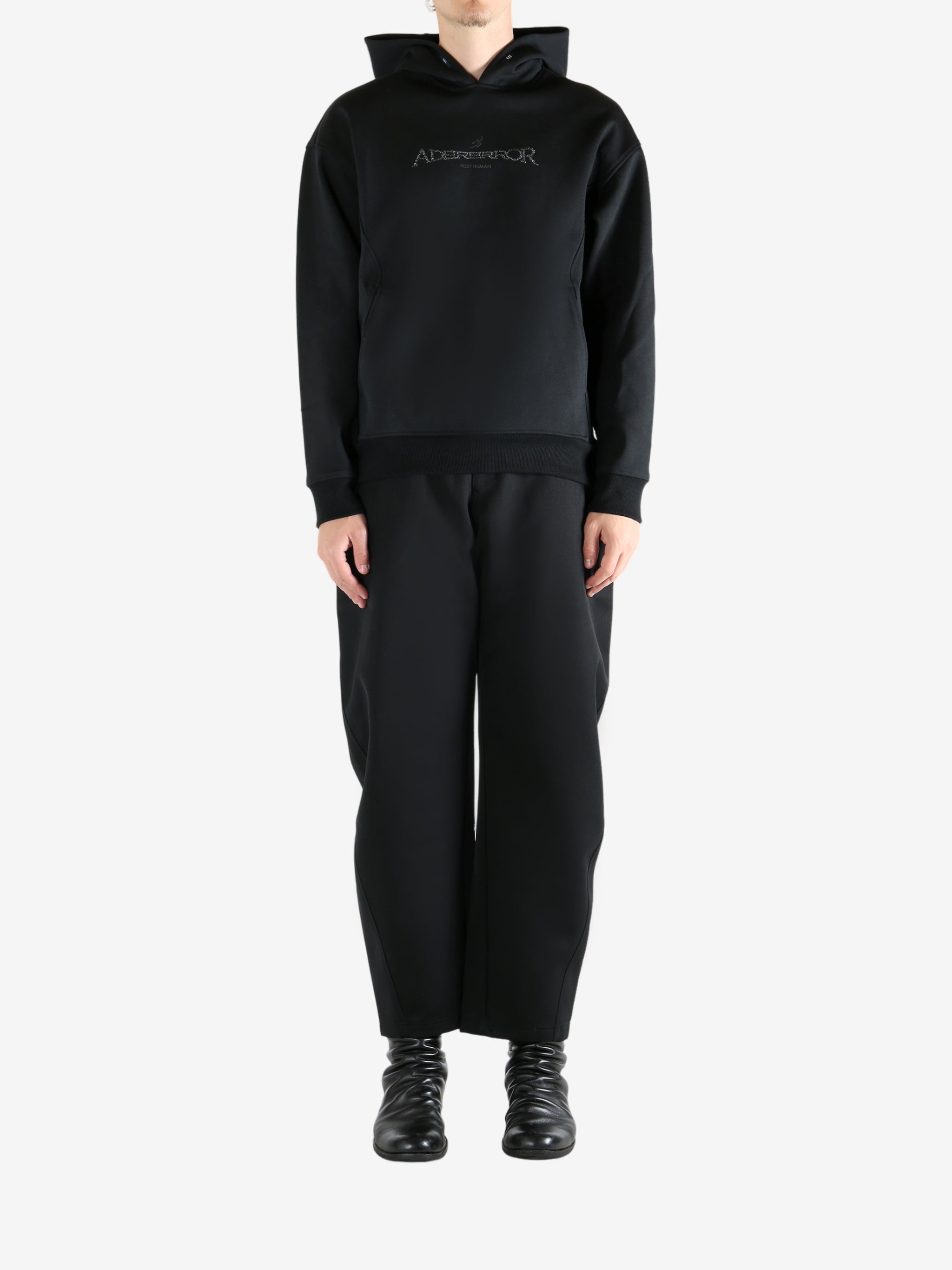 Black hoodie, full body view