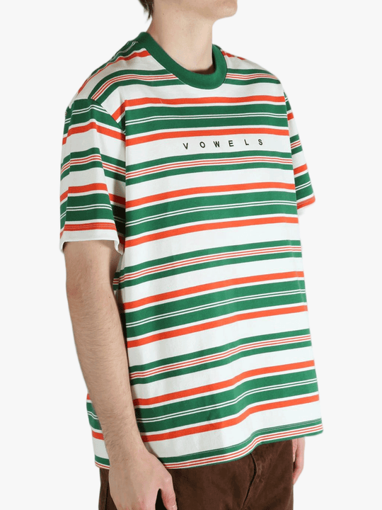 Green t-shirt worn by a person, showing the t-shirt's fit
