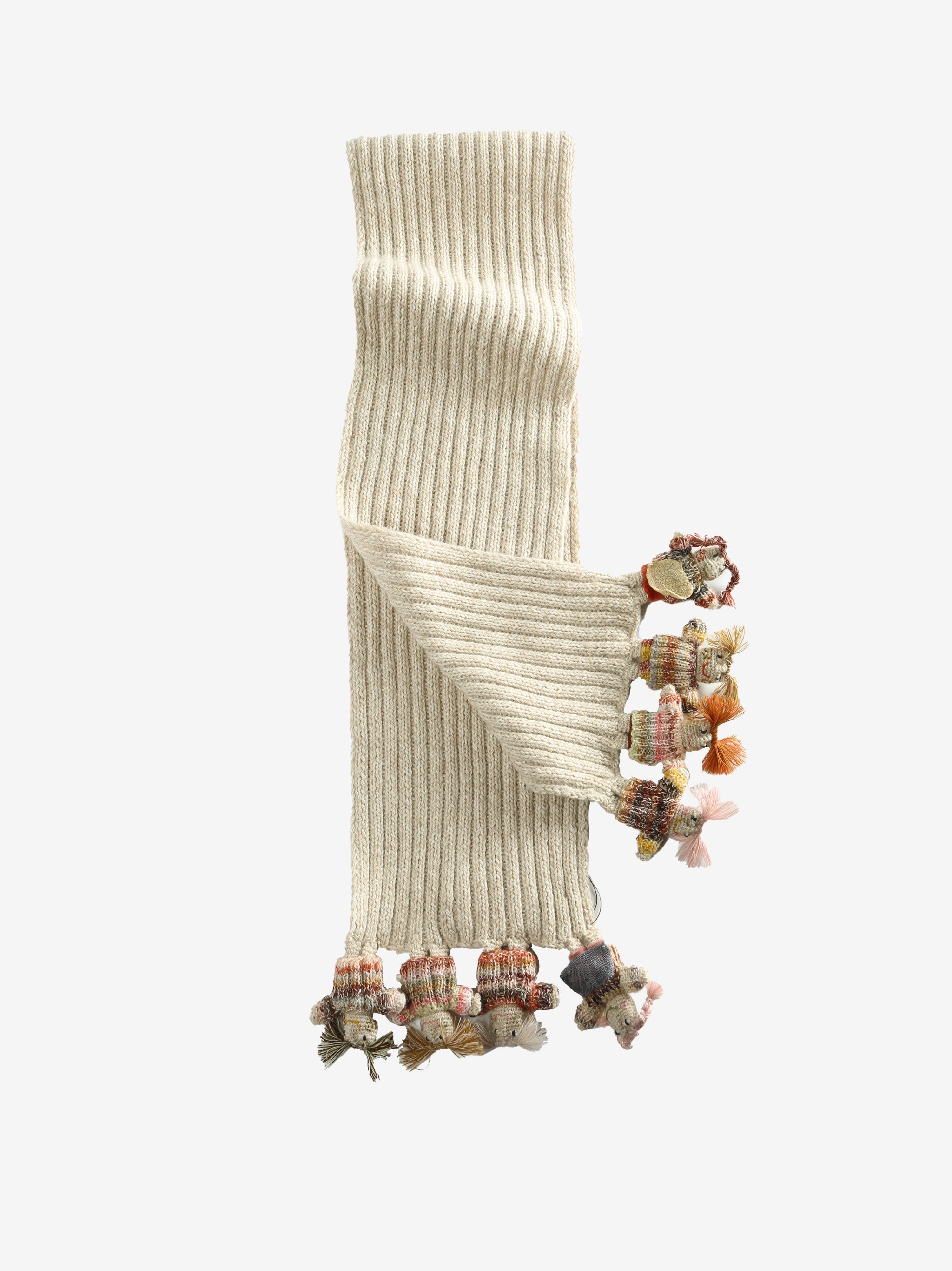 White scarves, front view