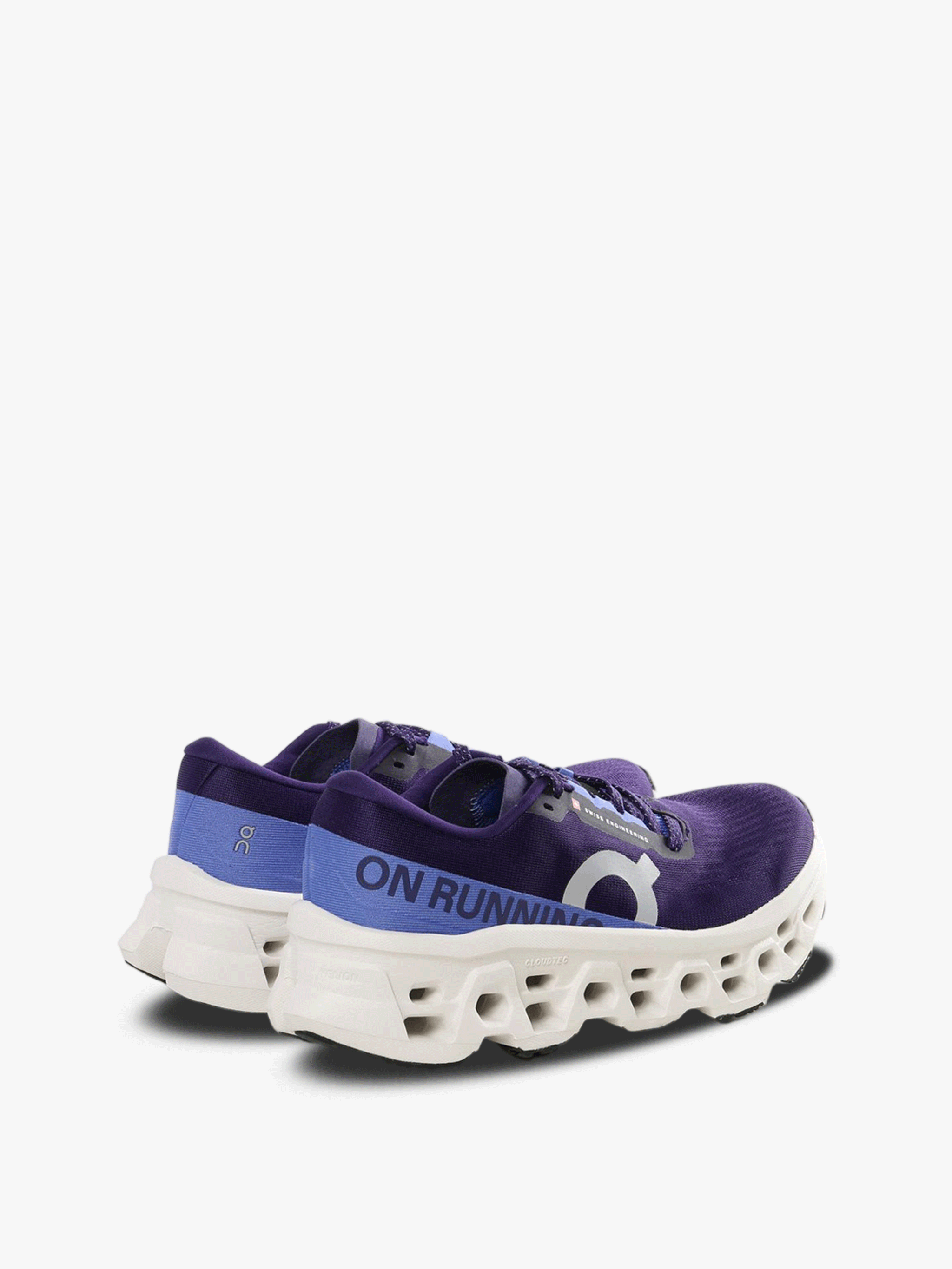 Purple sneakers, back view