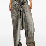 Black pants worn by a person, showing the pants' fit