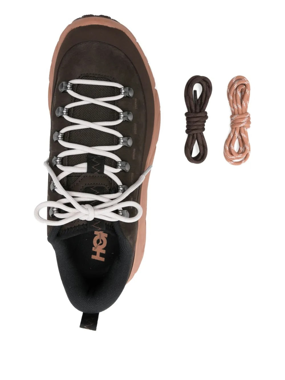 Brown sneakers, top view