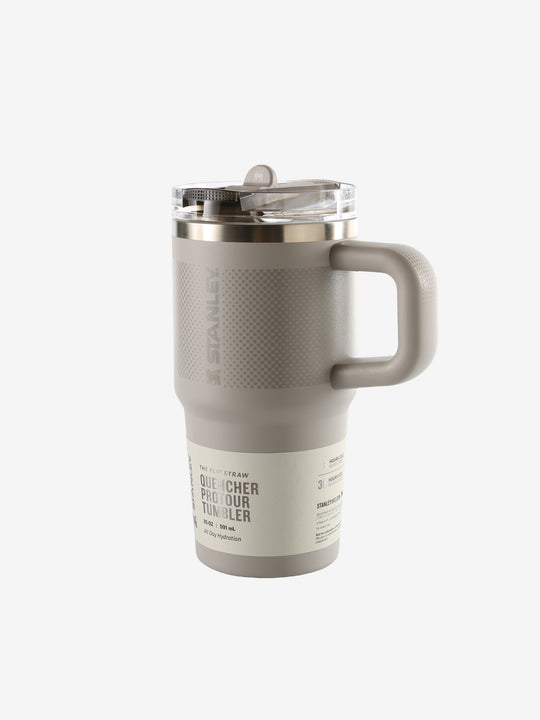 Grey tumbler, front view