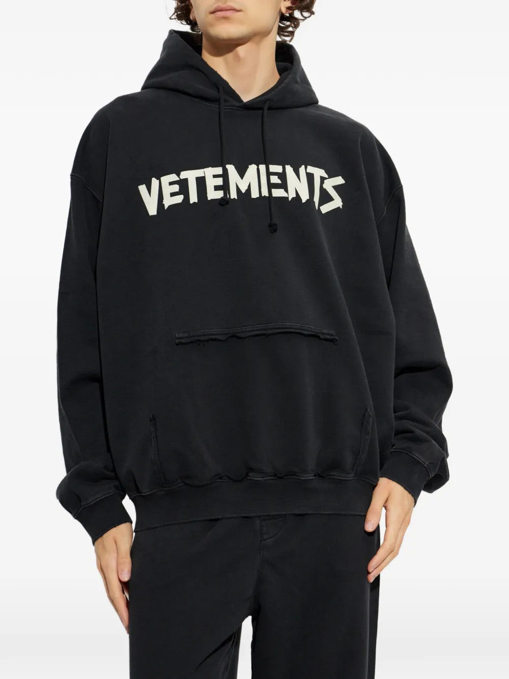 Black hoodie, full body view