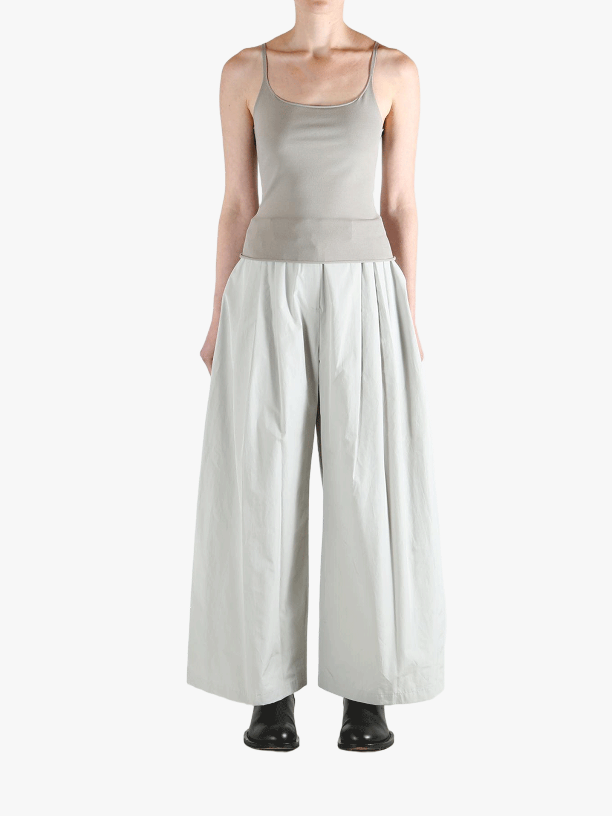 Grey pants, full body view